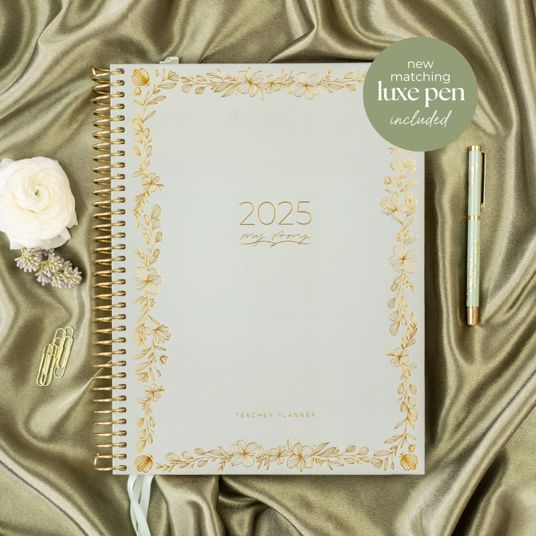 2025 Teacher Planner + Luxe Pen - Vintage Sage Ltd Edition