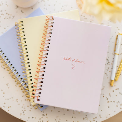 Write it Down Notebook - Blush + Rose Gold Spiral