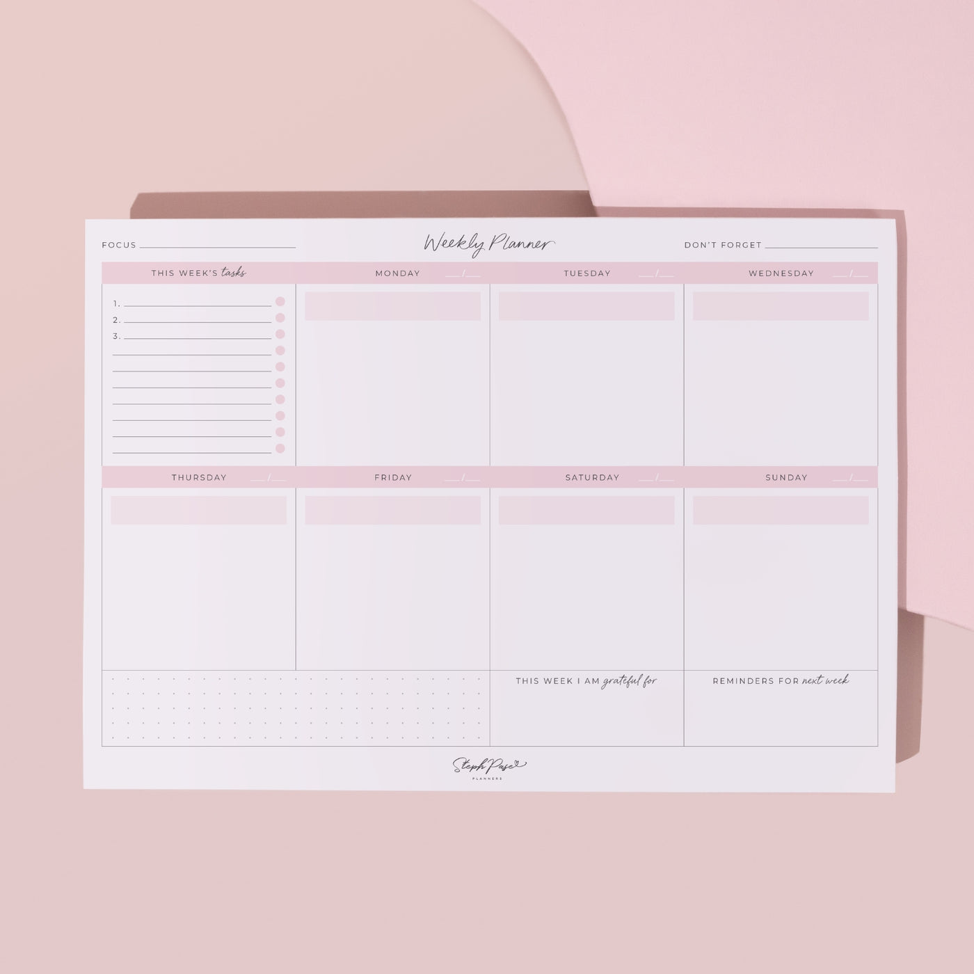 Weekly Desktop Planner Notepad